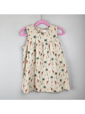 Velvet Fawn Sleeveless dress girls sz 6 palm trees parrot